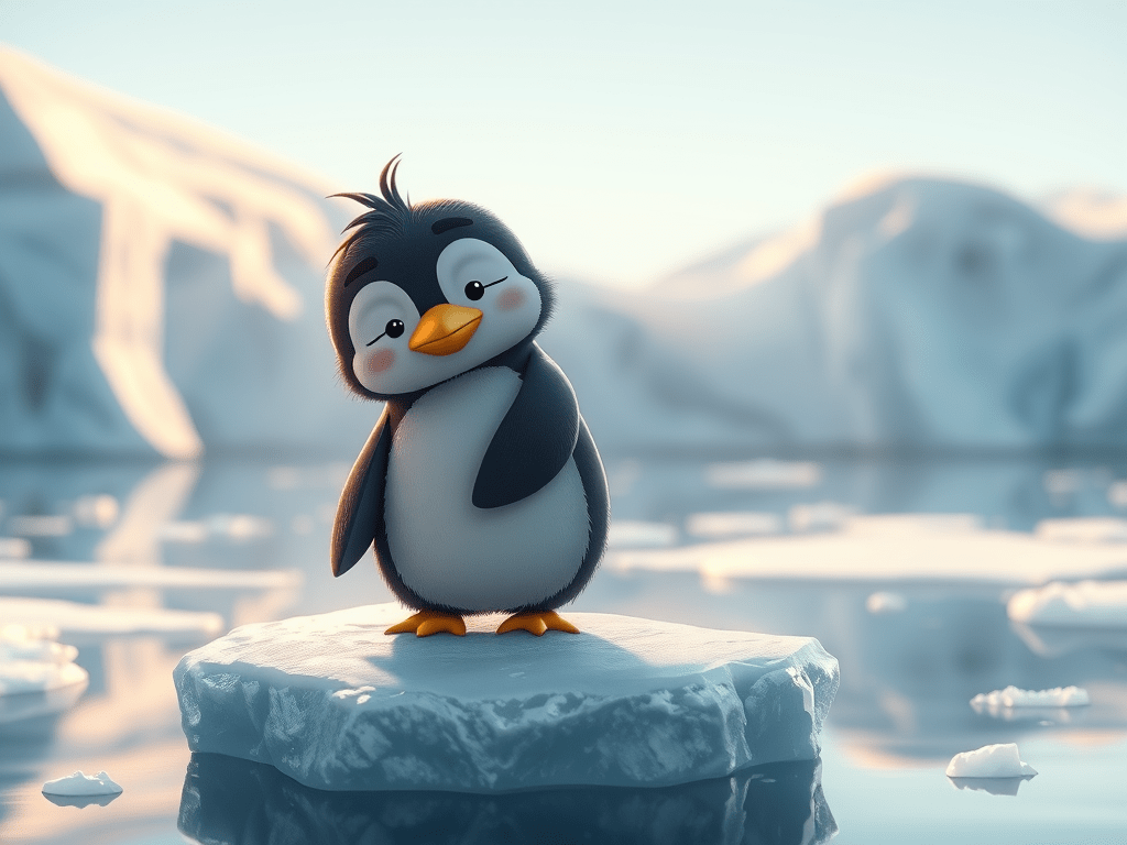 Stumpy looking cute as ever on an ice floe